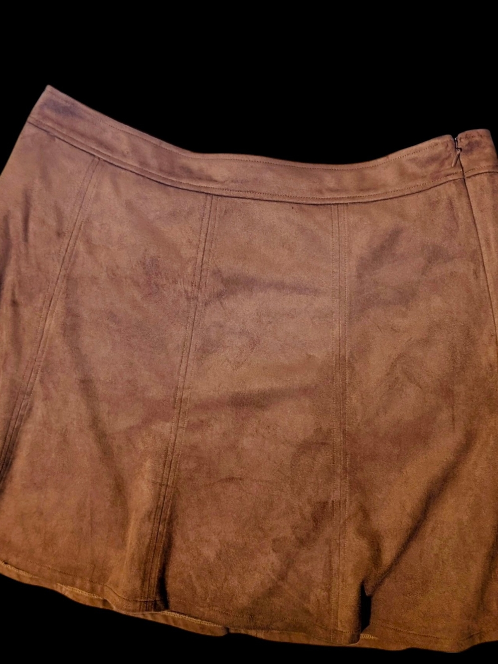 LOFT Tan Suede Look A-Line Mini Skirt